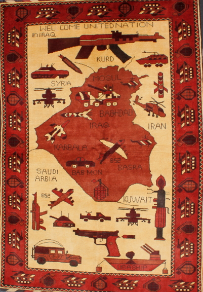 Original Humvee and Apache War Rug: Small Iraq Rug (Exhibition #26)(On Hold to June 2023)